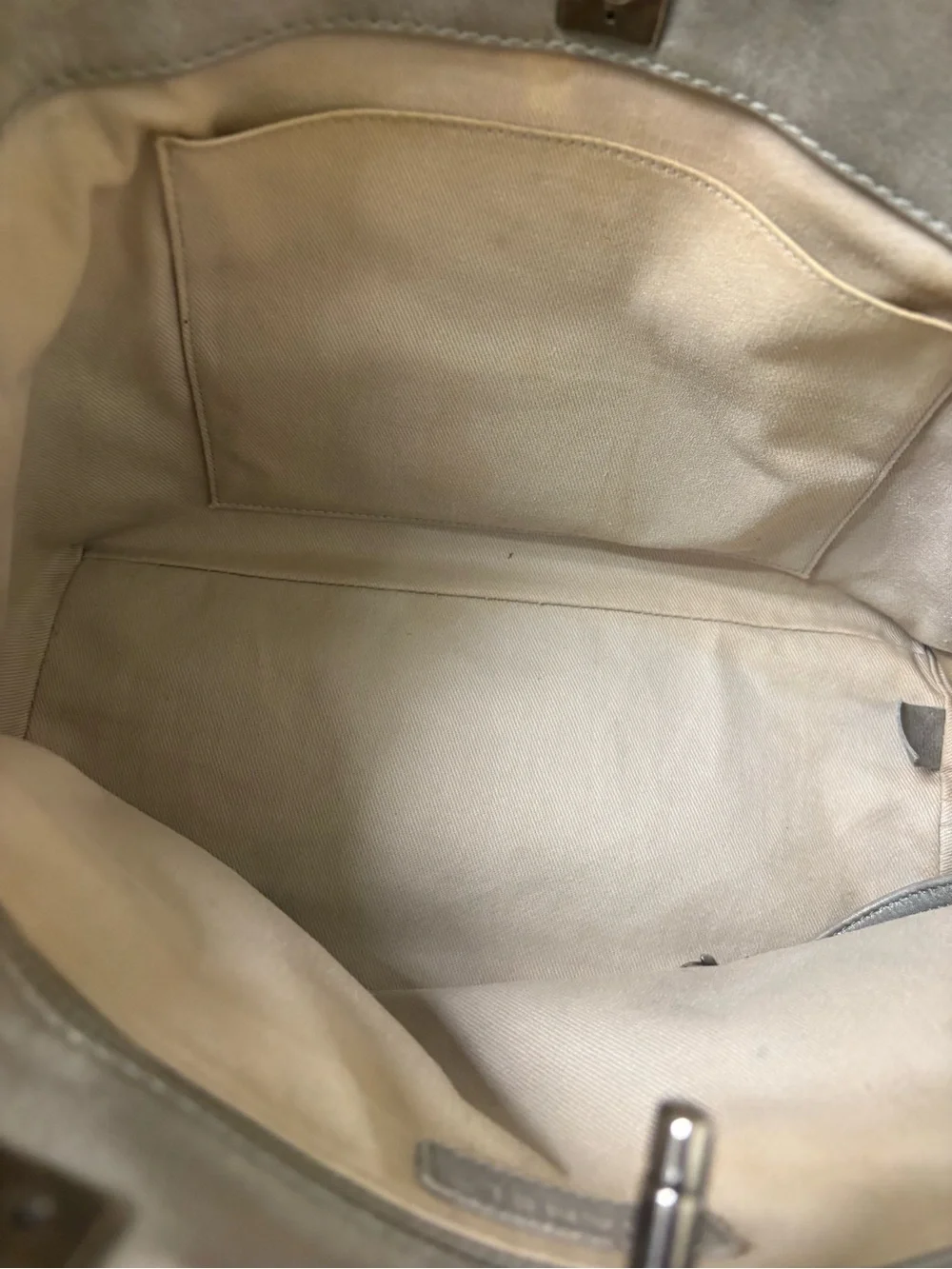 CHANEL Silver Quilted Leather Tote with CC Logo
